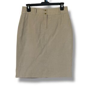 Banana Republic Pencil Skirt Size 4 Beige 100% Linen Straight Cut Career Coastal